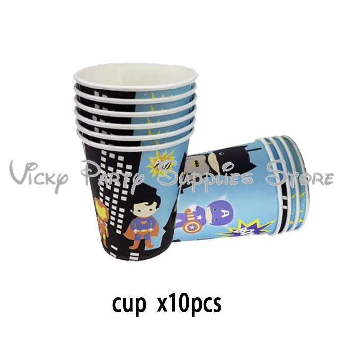 10 шт./лот Одноразовая чашка Супермена Бэтмена для дня рождения детей душа