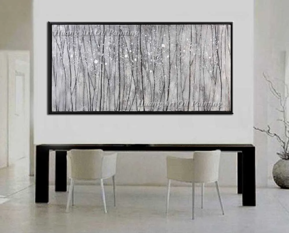 Ручная роспись современный пейзаж маслом Настенный декор белый березы
