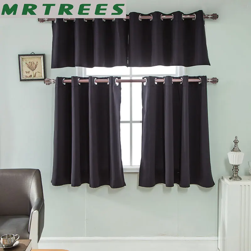 MRTREES Кухня Короткие шторы Римские жалюзи Твердая панель Sheer Panel Серый тюль Окно