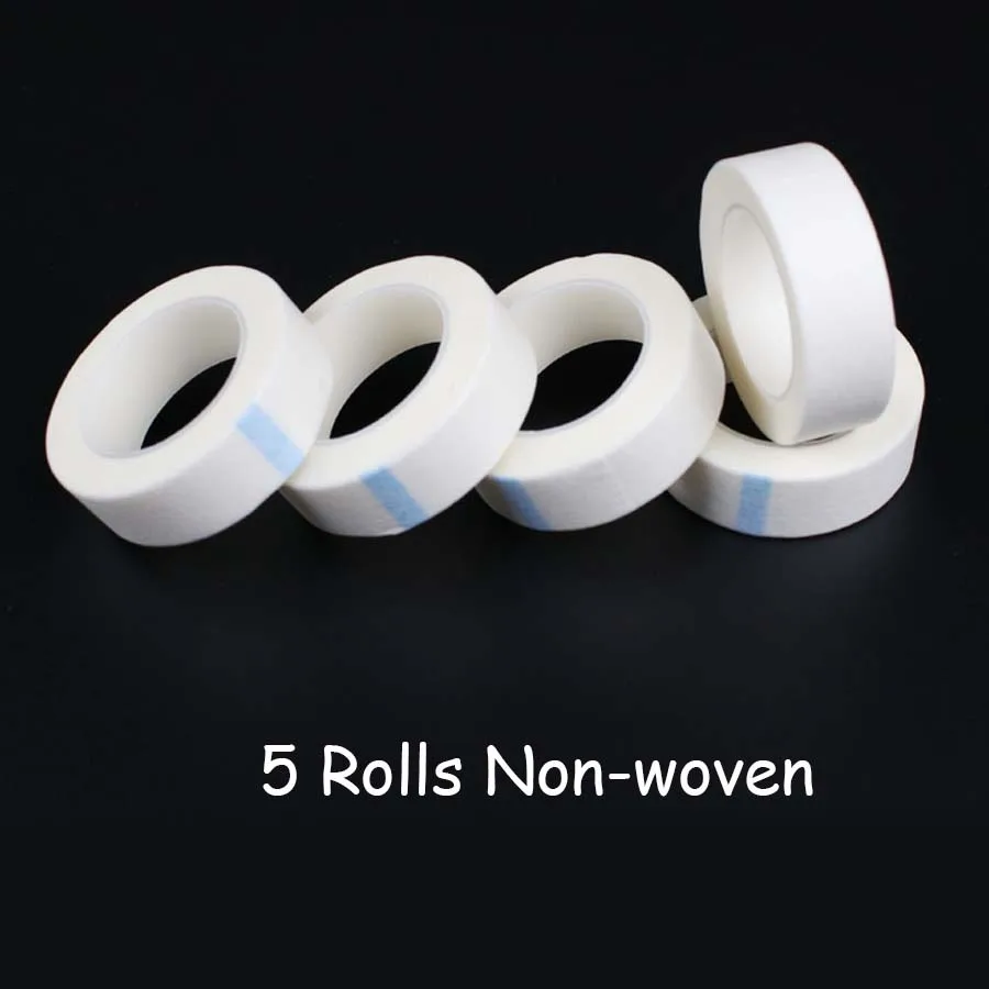 5 Rolls Non-woven Волокно для наращивание ресниц подушечки для глаз 5 рулонов белая лента нетканый материал под глазные подушечки бумага для накладных ресниц патч инструменты для макияжа - Цвет: 5 Rolls Non-woven