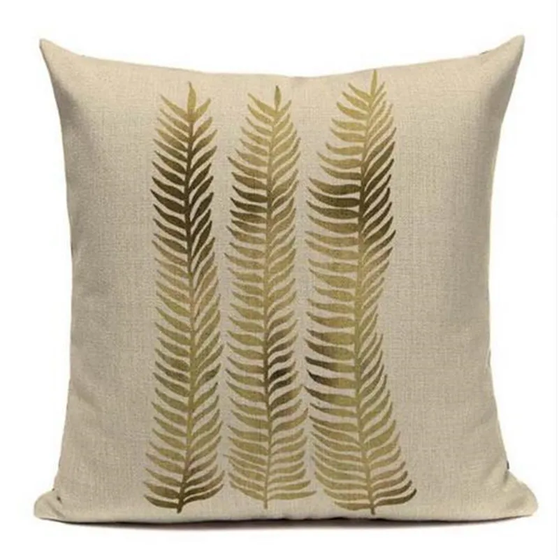 Decorative throw pillows cover Modern simple pillow Popper geometry plant noble gold trees leaf cotton linen sofa cushion | Дом и сад