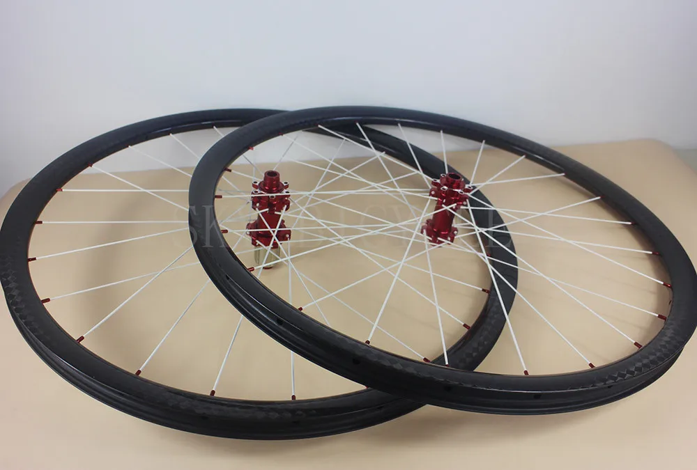 

SKY 29" Straight pull 30mm Cross Country bike wheels 12K Glossy MTB XC tubeless carbon wheelset M32 disc brake hub white spoke