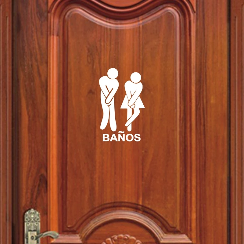 Spanish Version Funny Bathroom Toilet Stickers Banos Sign Vinyl Decal Sticker For Door Decor | Дом и сад