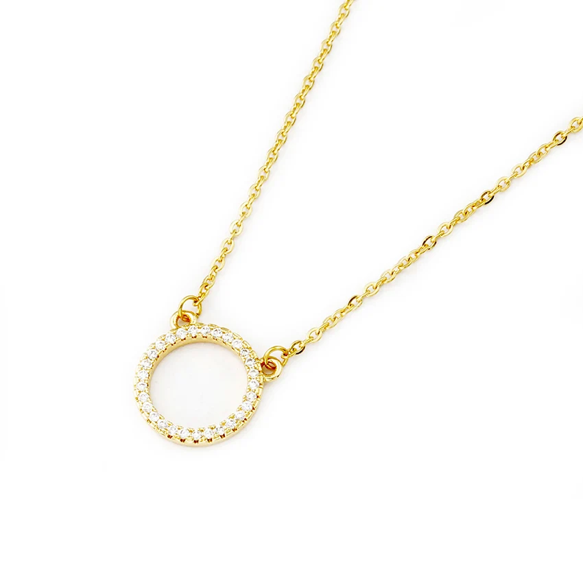 Crystal Eternity Karma Circle Pendant Necklace Micro Pave Cubic Zirconia Simple Round Shaped Chain Women Choker Jewelry|circle pendant necklace|chain