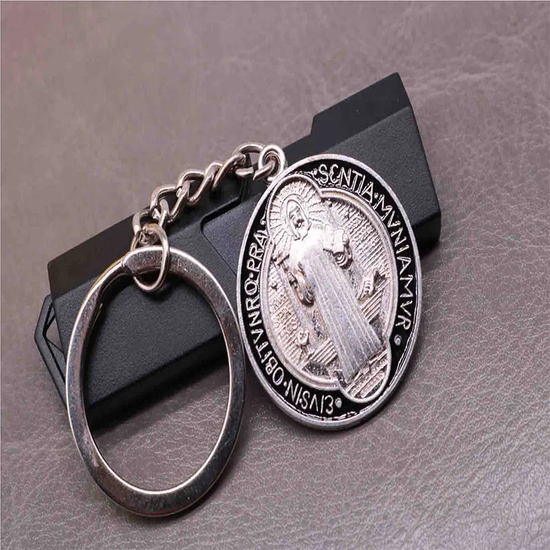 Religious Key Chain Round Saint Benedict Medal Cross Jewelry Christmas Gift | Украшения и аксессуары