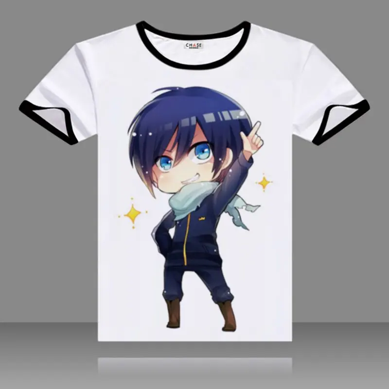 2017 футболки Noragami косплей черный круглый вырез с коротким рукавом костюмы Yukine Nora