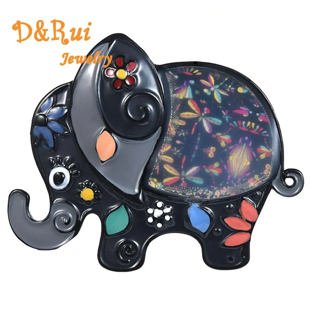 Очаровательная винтажная серая эмалированная брошь со слоном и булавками для