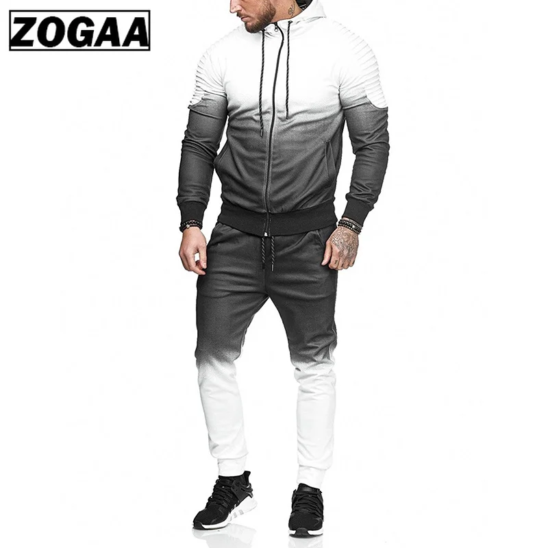 Спортивный костюм ZOGAA мужской повседневный верхняя одежда кофта и брюки свитшот