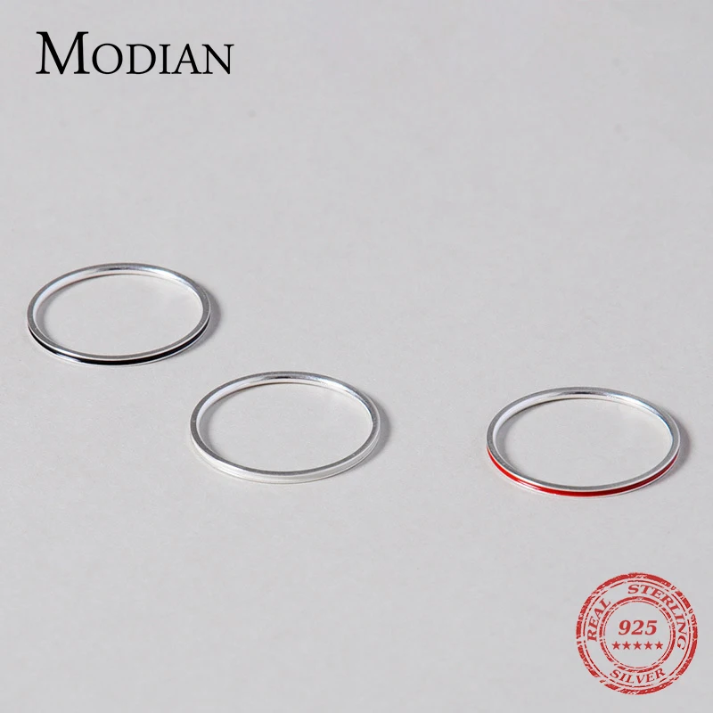 Modian новый стиль 100% Стерлинговое Серебро 925 Эмаль Очаровательные простые кольца