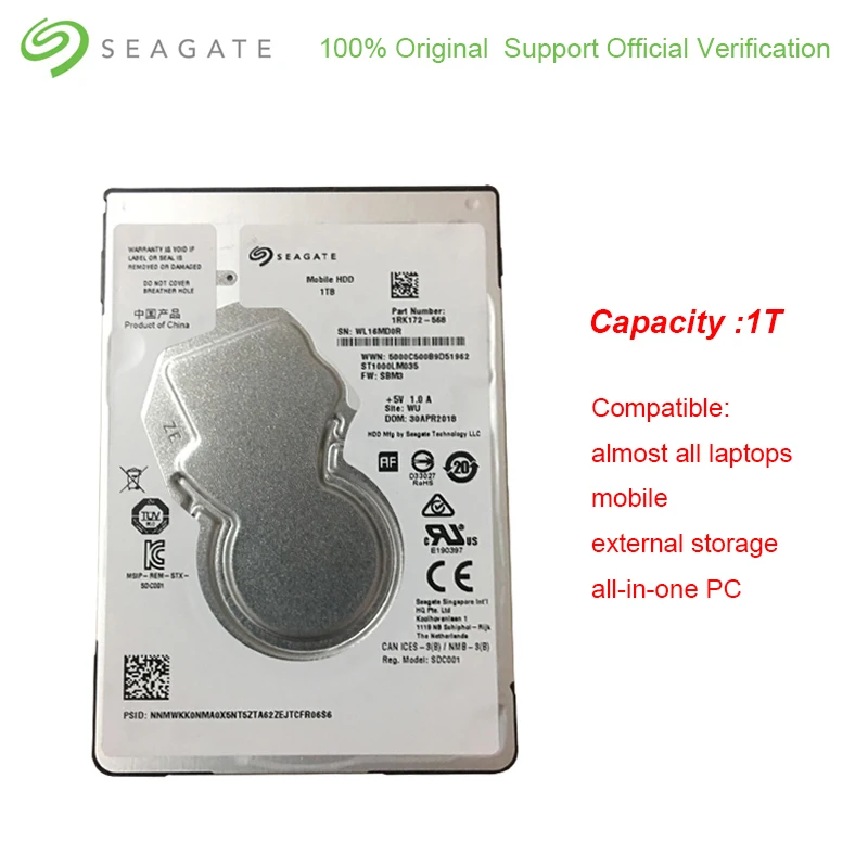 

Seagate 1TB Hard Disk Drive For Laptop PC 5400RMP 64MB Cache 2.5 inch HDD SATA 3.0 6Gb/s Interface 7mm Internal Hard Disk