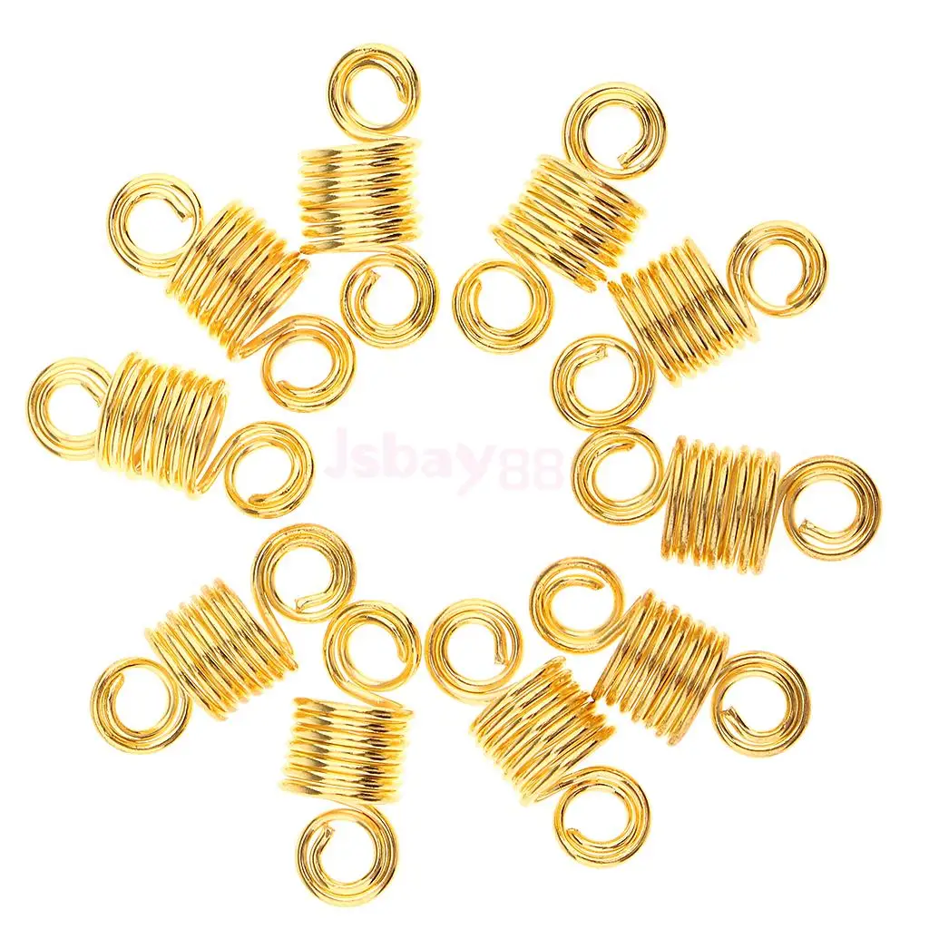 10 шт. серебро/золото Спиральные заколки для волос катушки дреды Бисер плетения