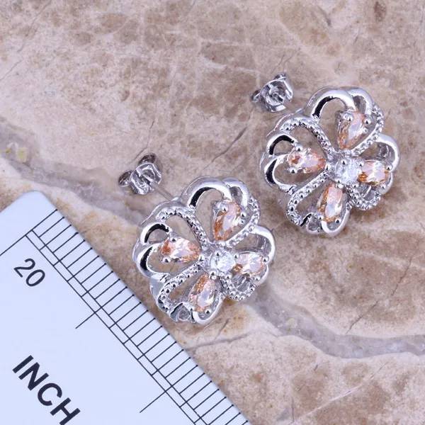 Харизматические цвета шампань морганит Посеребренные Ювелирные наборы серьги