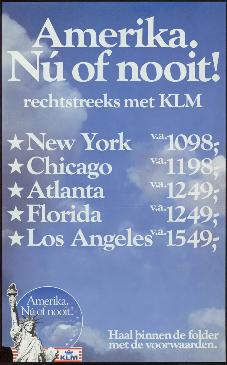 Нидерланды K.L.M. Royal Dutch Airline Rechtstreeks met KLM классические настенные наклейки на холсте