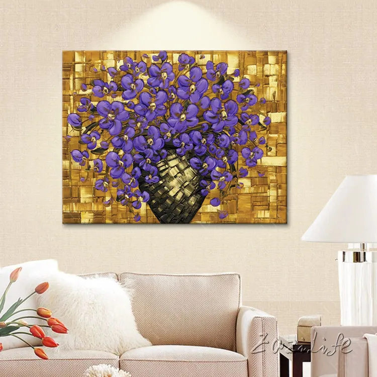 Цветок Ручная роспись палитра нож 3D текстура холст Картина маслом настенные