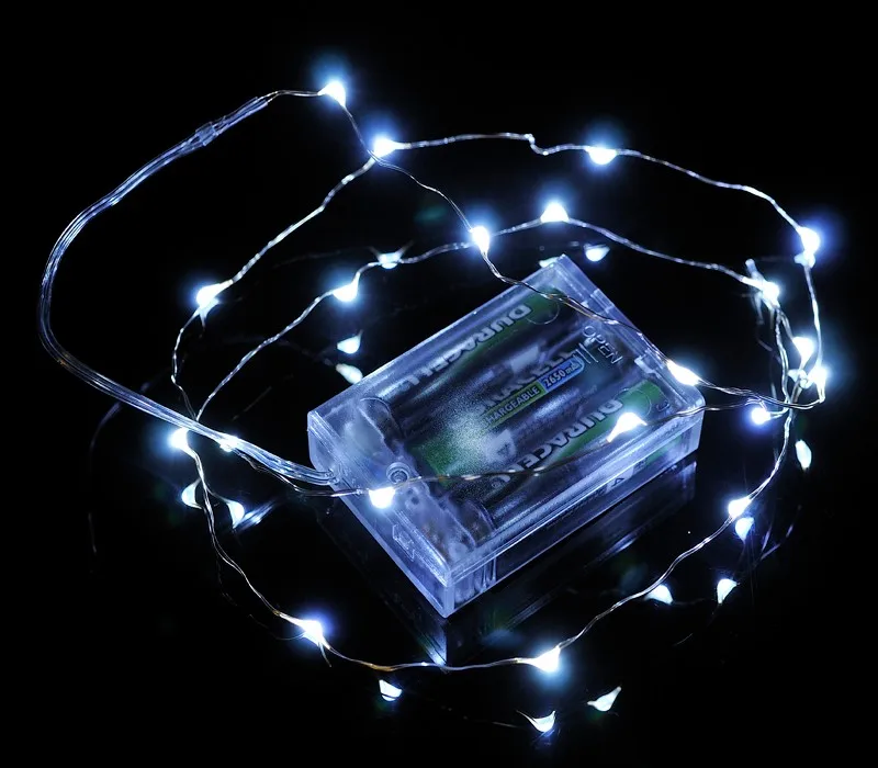 10 шт. 5 м 50 led батарея светодиодная гирлянда 3AA на батарейках медная Гирлянда для