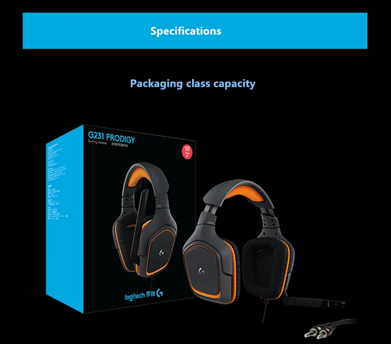 Игровая гарнитура logitech G231 с кабелем, игровая Компьютерная гарнитура с пшеницей