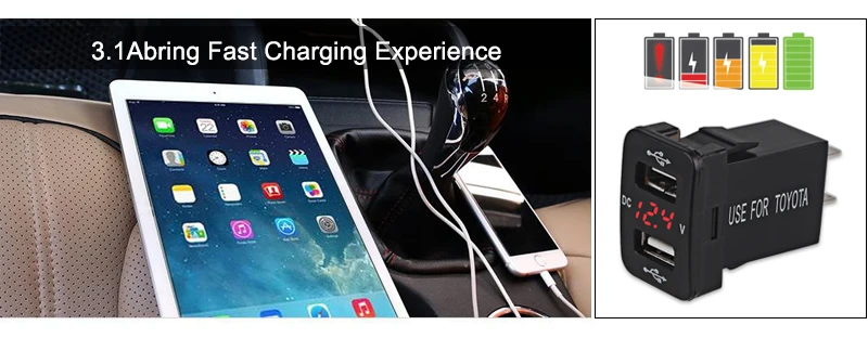 Urbanroad двойной USB Автомобильное зарядное устройство розетка вольтметр 4.2A 12V 24V для