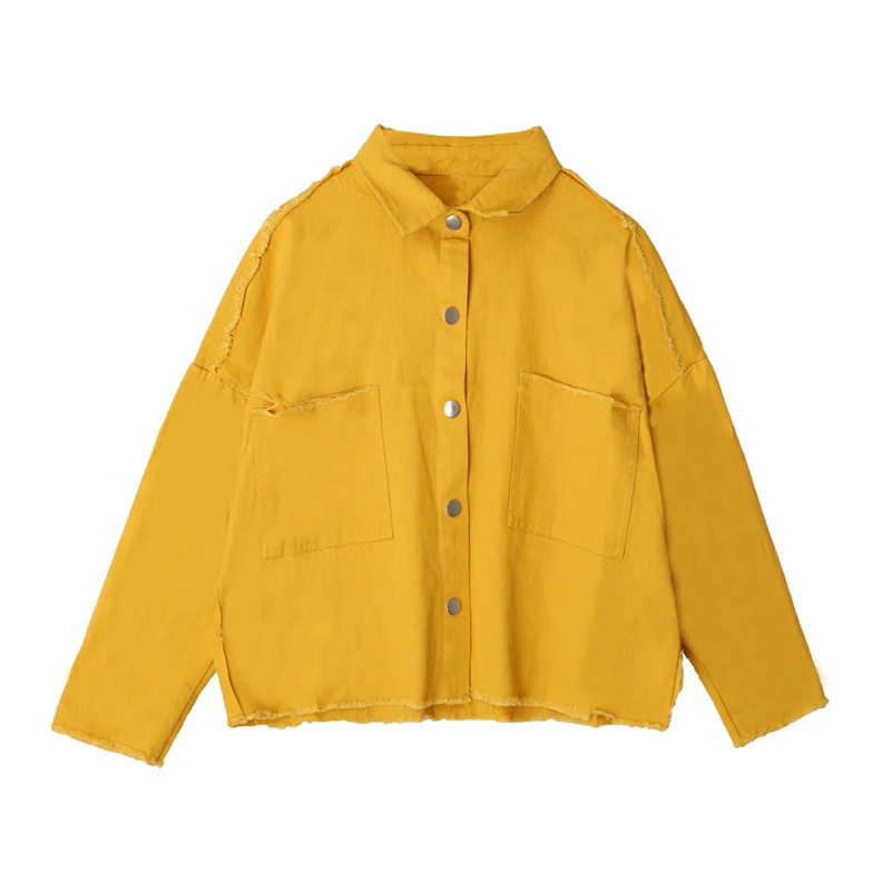 

2018 New Jacket Women Short BF Style Overcoat Ladies Jackets Tops Turn Down Collar Slim White Yellow coat Tops For Women B438