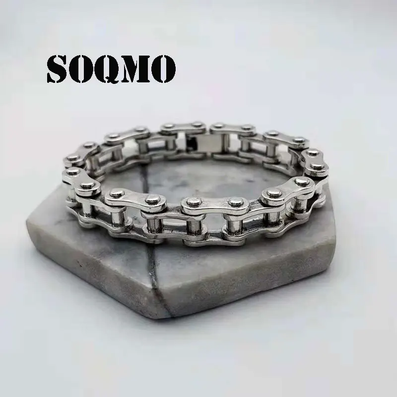Мужской браслет в стиле панк SOQMO из серебра 925 пробы около 20 см большие