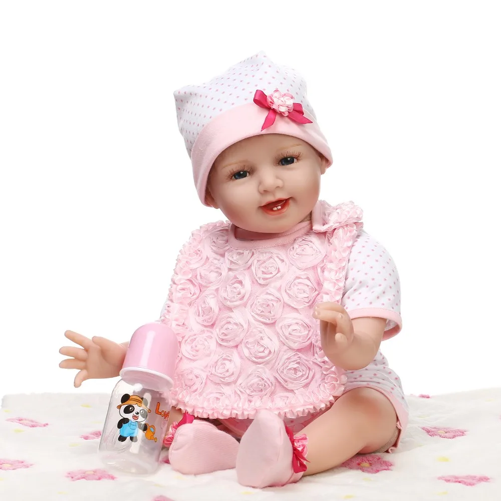 

22inch Reborn Babies 55 cm Soft Silicone Vinyl So Truly handmade Doll Realistic Smiling baby Boneca Model kids birthday gifts