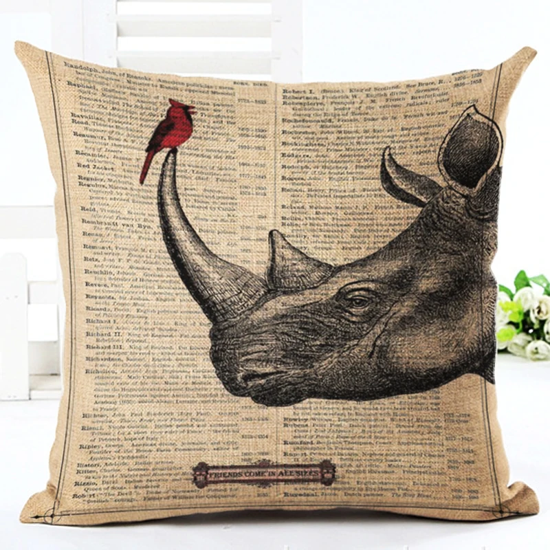 2017 европейский стиль с животными в стиле ретро квадратный льняной принтом декор