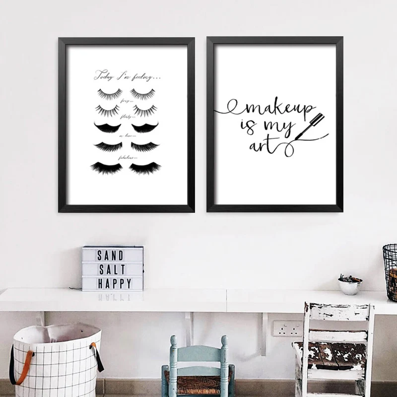 Fashion MakeUp Is My Art Wall Canvas Painting Home Decor Today I Am Feeling Prints Girl Pictures | Дом и сад