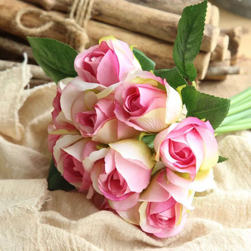 Type1Rose red YO CHO Свадебный букет розовые розы цветок Свадебный букет Белый Искусственный Свадебный букет для подружек невесты держатель Свадебные принадлежности - Цвет: Type1Rose red