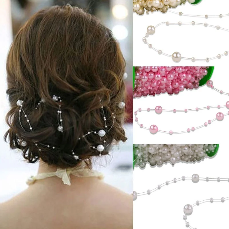 5 метров леска Искусственные цветы цепочка с жемчужными бусинами гирлянда Цветы