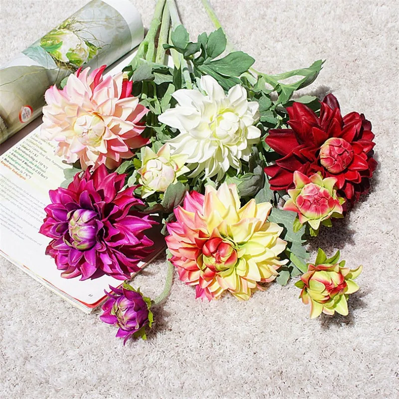 10 шт. поддельные короткие Стволовые туфтинг Dahlia 22 &quotДлина Моделирование