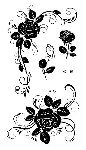 

Rocooart HC1185 Women Sexy Finger Flash Tattoo Stickers Black White Flowers Rose Design Water Transfer Temporary Tattoo Sticker