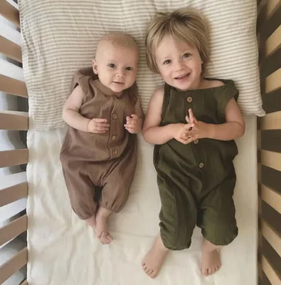 2019 ins Baby Button Sleeveless Rompers New Fashion Toddler Infant Summer Cotton Wholesale | Мать и ребенок