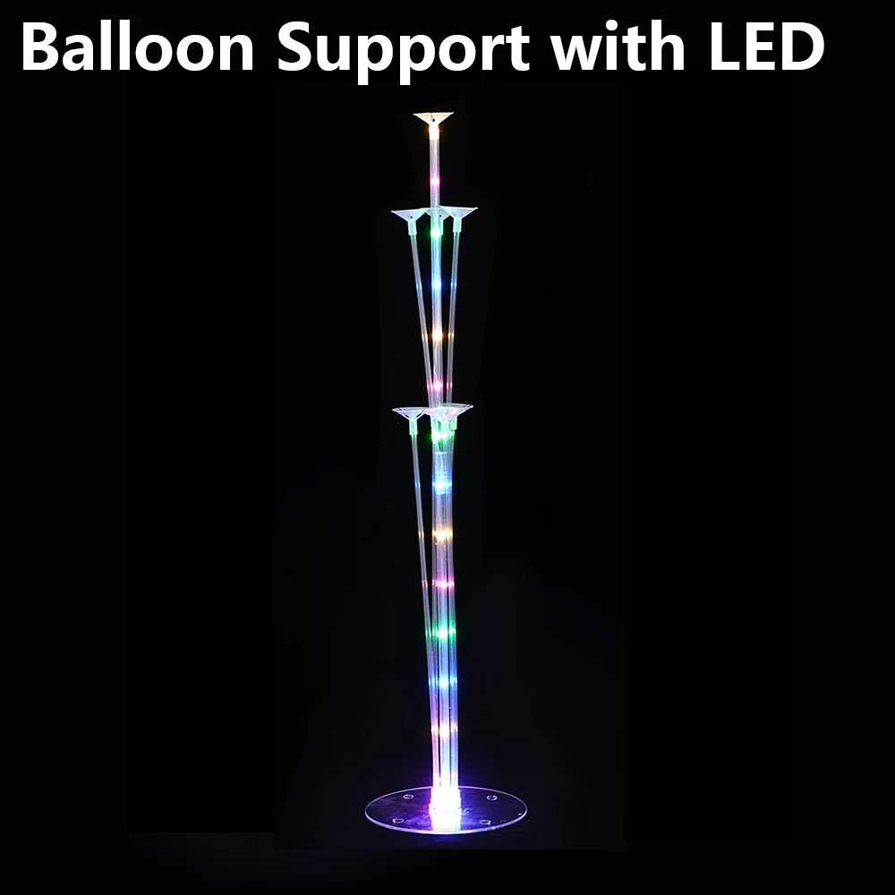 with LED 1 комплект прозрачные светодиодные воздушные шары колонна-подставка пластиковый надувной шар поддержка с 7 трубками для День святого Валентина свадебные украшения - Цвет: with LED
