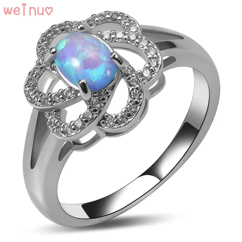 Женское кольцо из серебра 925 пробы с голубым огненным опалом|ring size|ring size 5crystal ring |
