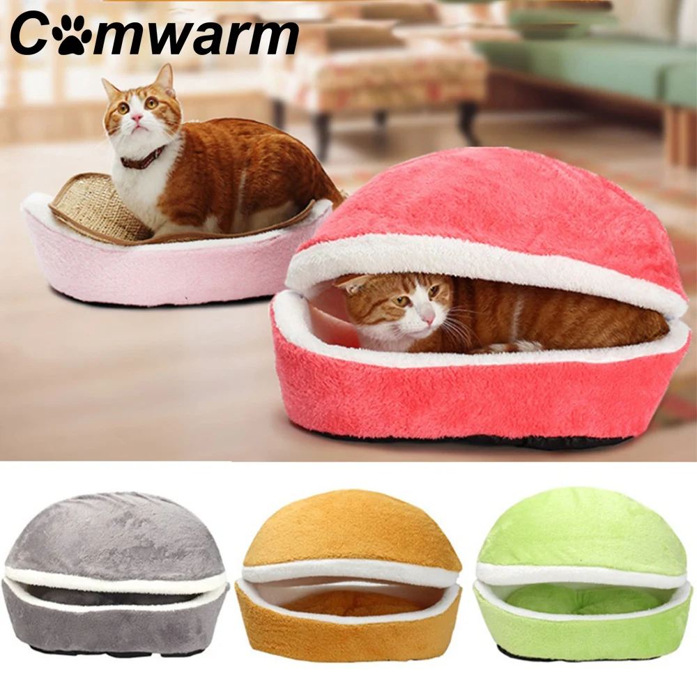 Comwarm Гамбургер Форма Собака Кошка Кровать съемный хлопок мягкая кровать щенок