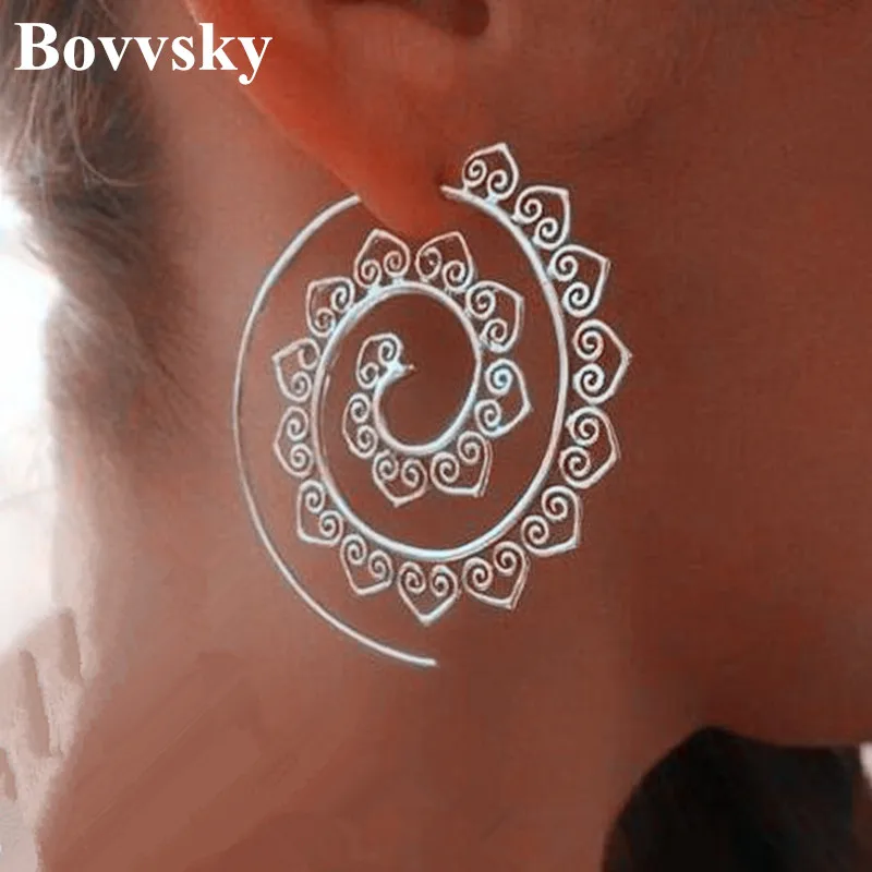 Женские круглые сережки-подвески Bovvsky золотистые/Серебристые сережки в стиле