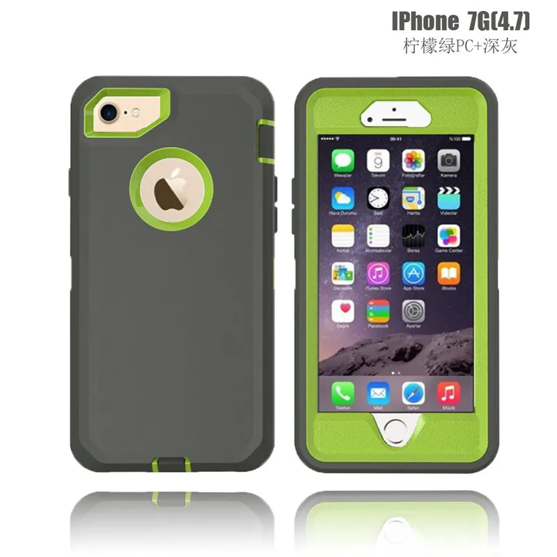 Gray green Defender Case For iPhone7 6 Plus 8 plus PC+ Silicone TPU Military Anti Shock Camouflage Armor Case For iPhoneX Max XR 11Pro Max - Цвет: Gray green
