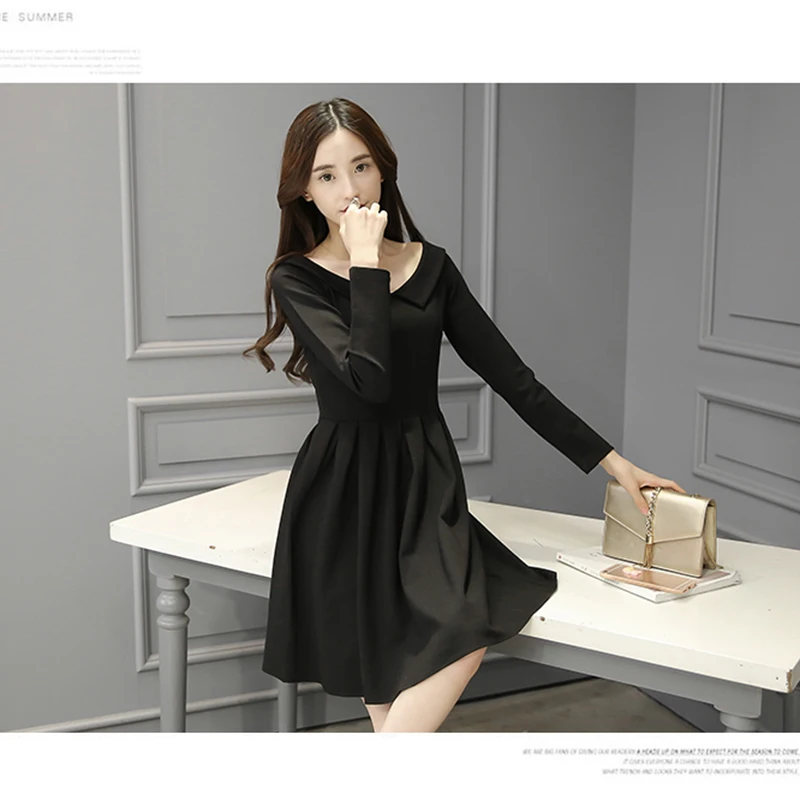 2016 Новых Осенью и Зимой Сладкий Стиль Дамы Хепберн Плиссированные Платья