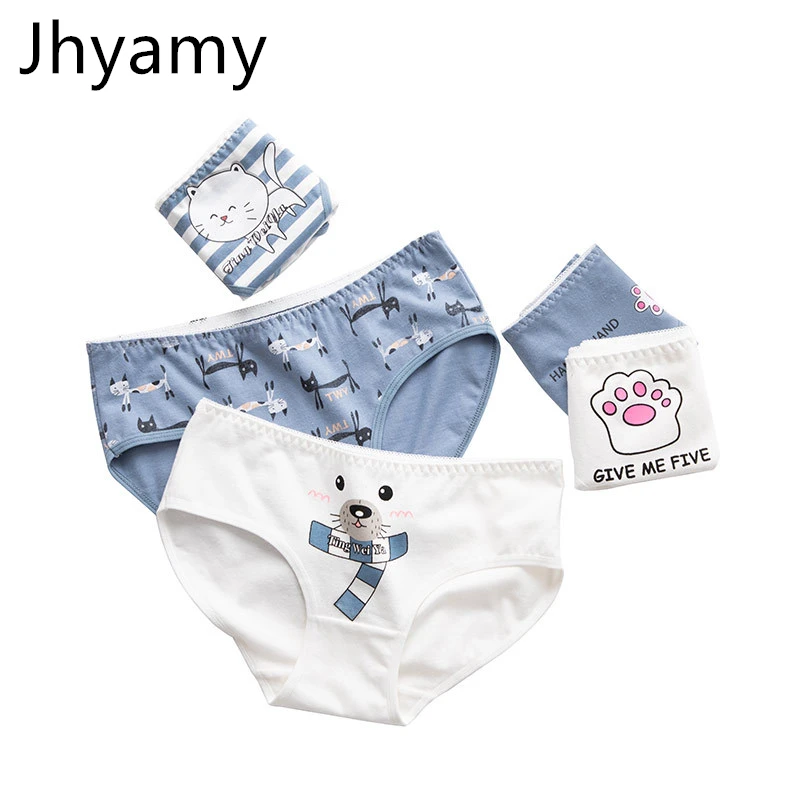 

Jhyzmy cute cartoon print girl's underwear Ms. middle waist bag breathable briefs 100% cotton