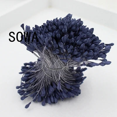 navy blue 360 шт 3 мм Высокое качество матовый двойной цветок с головками Stamen Pistil украшения торта DIY - Цвет: navy blue