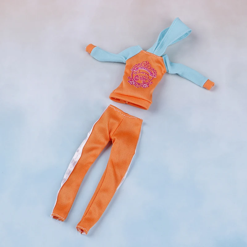 

DIY 1Set Flower Print Sportswear Hoodies Top + Trousers for Doll Gifts Handmade Girl English Letters Sport Suit Doll Clothes
