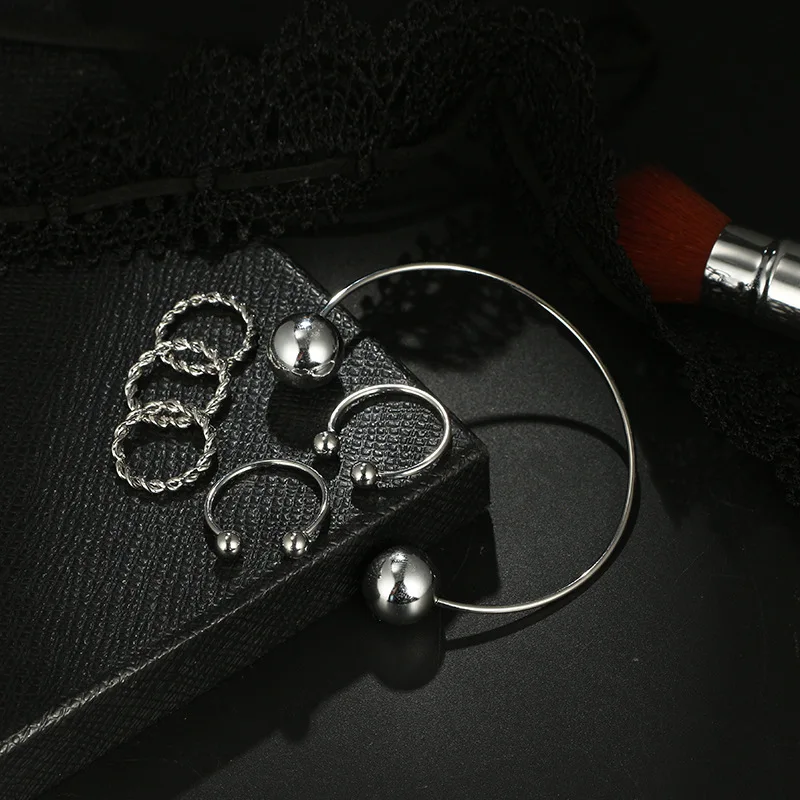 6 шт./компл. Мода Твист Бисера Регулируемое Открытое кольцо браслет для женщин