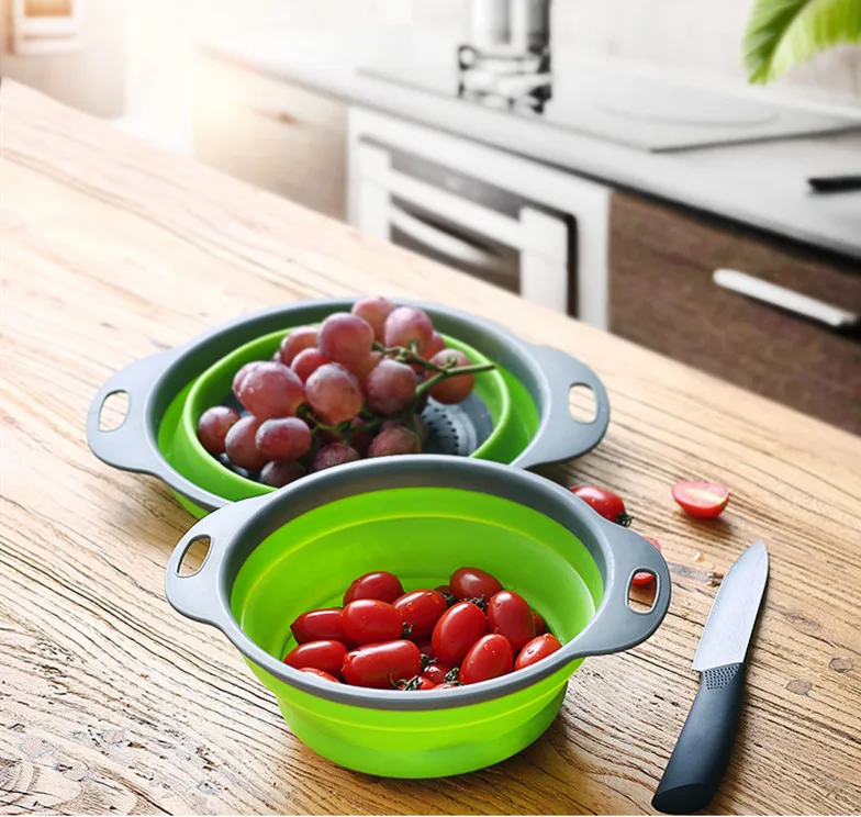 2 шт. пищевой силикон Кухня аксессуары инструменты складной дуршлаг фрукты овощи