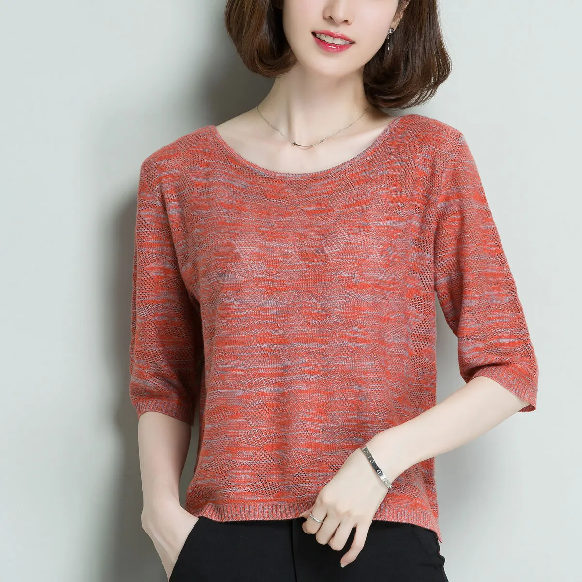 2018 Spring Summer Knitted Tops Women Sweater Shirt Casual Pullover Half Sleeve Loose Thin Knitting Jumper S- 3XL | Женская одежда