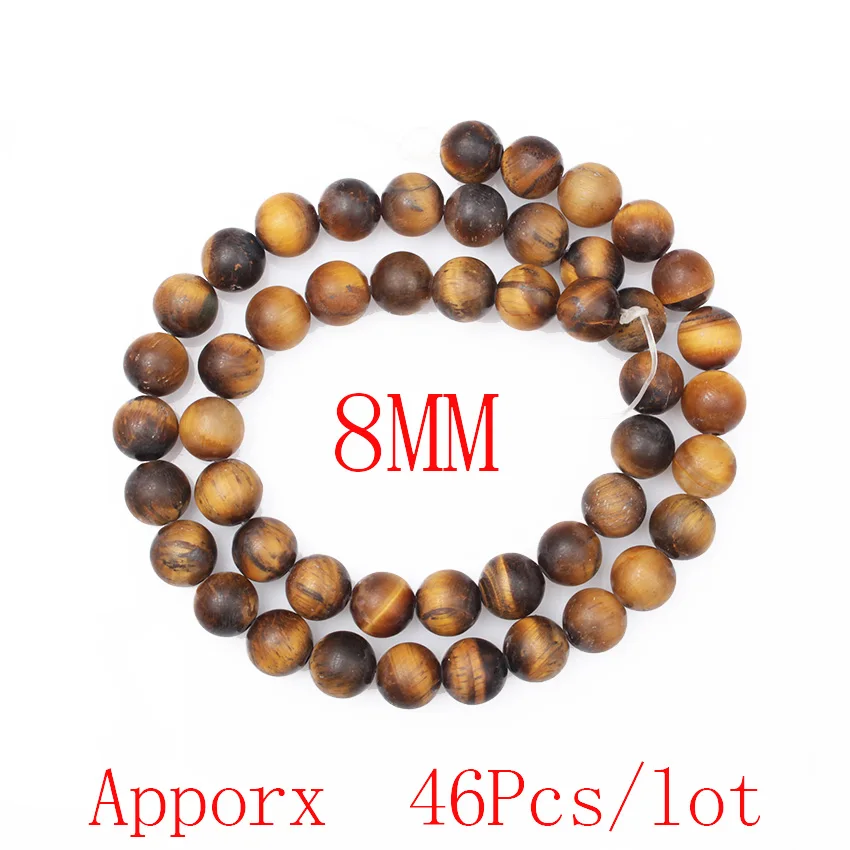 8mm CAMDOE DANLEN натуральный камень тусклый Лак Матовый морозно желтый тигровый глаз Свободные Круглые бусины 6 8 10 12 мм для рукоделия ювелирных изделий - Цвет: 8mm