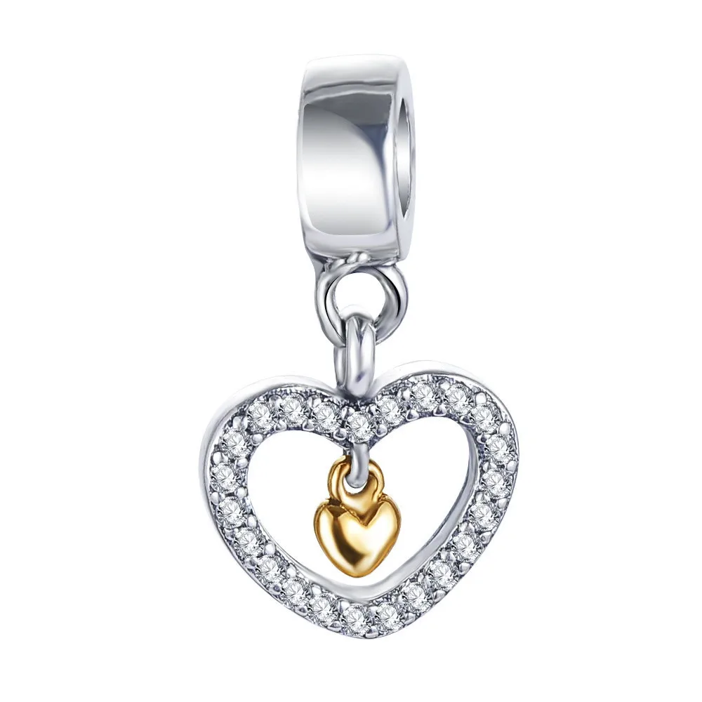 Beagloer 925 Серебро золотое сердце и пчелиный мед Бусины Fit Pandora браслет Подвеска