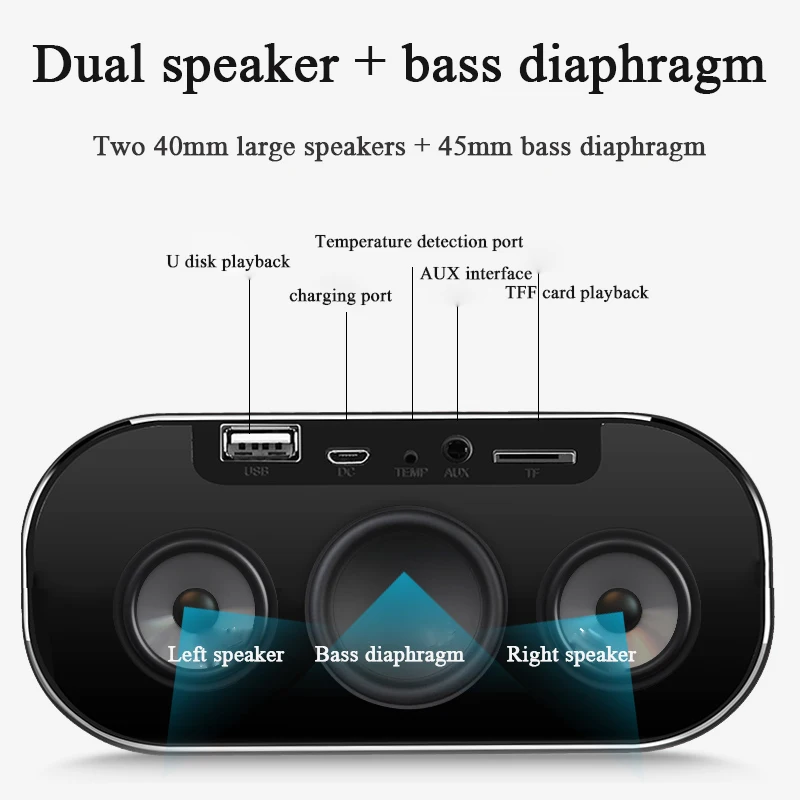 Светодиодный Зеркальный Цифровой Будильник беспроводной Bluetooth динамик с fm-радио сабвуфером музыкальный плеер Повтор Настольные часы HD дисплей