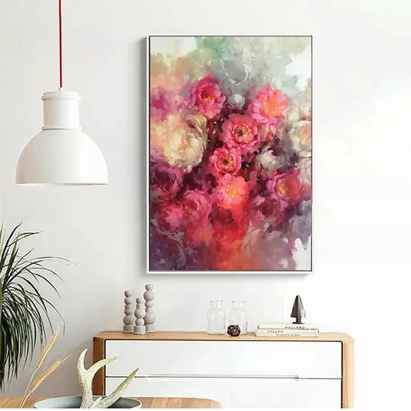 Goodecor Абстрактная живопись на холсте, живопись, красные цветы розы Wall Art Для Гостиная холст с печатью постера фотография картина без рамки