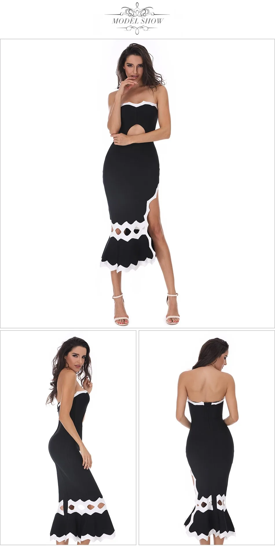 ADYCE, новинка, женское Бандажное платье русалки, Vestidos, сексуальное, с вырезом, без бретелек, черное, из кусков, для знаменитостей, для подиума, вечерние, Клубные платья