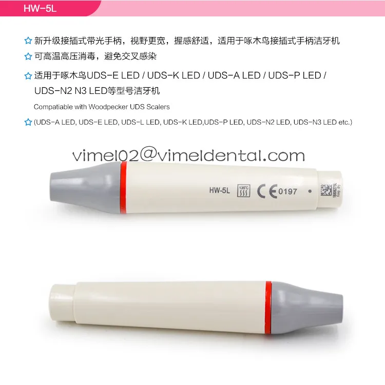 

Ultrasonic scaler handpiece Dental Woodpecker Detachable LED Hand piece HW5L fit for Woodpecker UDS Scaler