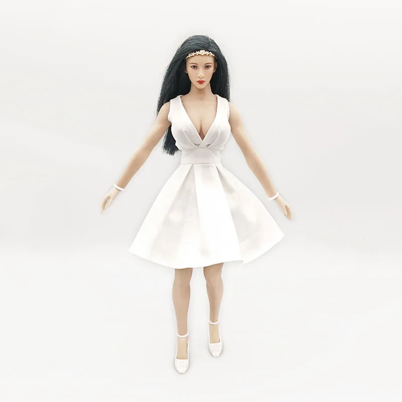 

1/6 г., женские фигурки героев, белые платья без рукавов, аксессуары для моделей